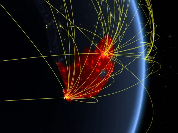 Republika Południowej Afryki Nocy Planecie Ziemi Sieci Koncepcja Łączności Transportu — Zdjęcie stockowe