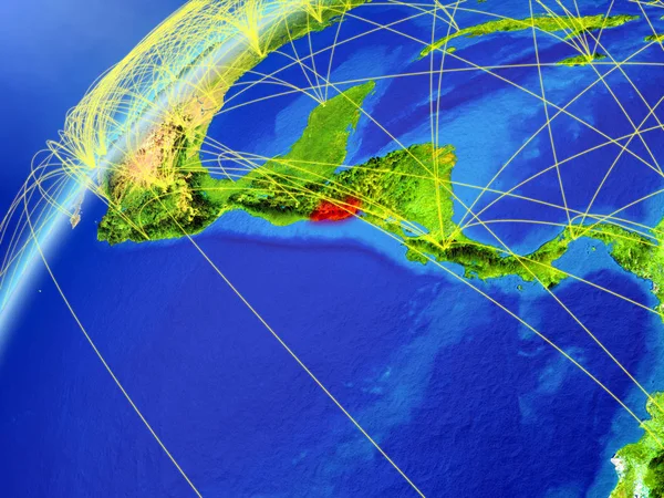 Salvador Auf Dem Modell Des Planeten Erde Mit Internationalen Netzwerken — Stockfoto