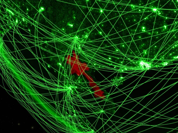 緑の地球ネットワークと宇宙からのラオス 国際コミュニケーション 旅行のコンセプトです イラスト Nasa から提供されたこのイメージの要素 — ストック写真