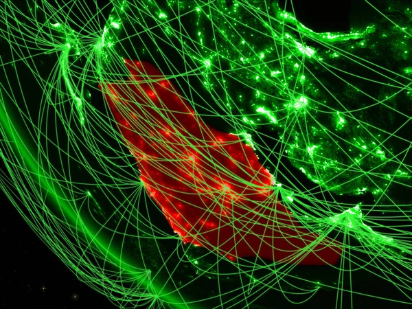 緑の地球ネットワークと宇宙からのサウジアラビア 国際コミュニケーション 旅行のコンセプトです イラスト Nasa から提供されたこのイメージの要素 — ストック写真