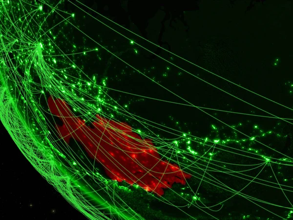 Kazachstan Zielonej Ziemi Kosmosu Sieci Koncepcja Komunikacji Międzynarodowej Technologii Podróży — Zdjęcie stockowe