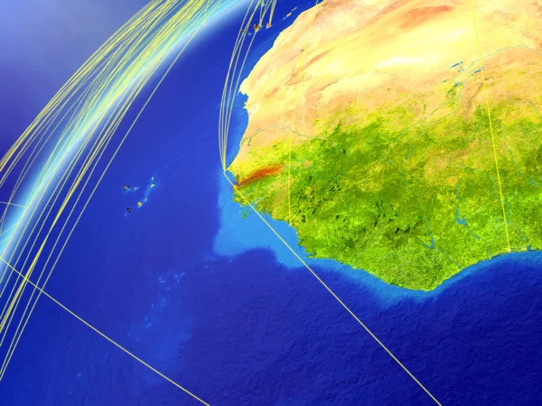 Gambiya Modeli Bir Uluslararası Ağları Ile Dünya Gezegeni Dijital Iletişim — Stok fotoğraf