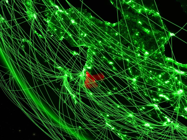 Jordânia Planeta Verde Terra Partir Espaço Com Rede Conceito Comunicação — Fotografia de Stock