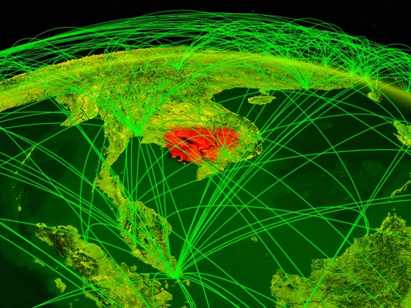 Cambodge Sur Planète Numérique Terre Avec Réseau International Représentant Communication — Photo