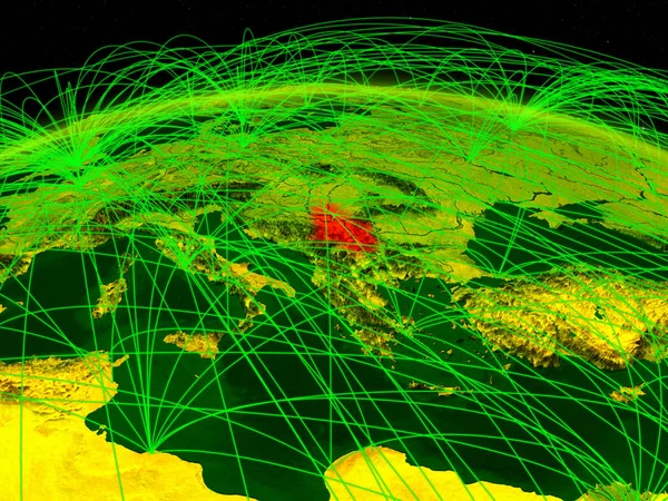 Serbia Cyfrowy Planety Ziemia Międzynarodowej Sieci Komunikacji Podróży Połączeń Ilustracja — Zdjęcie stockowe