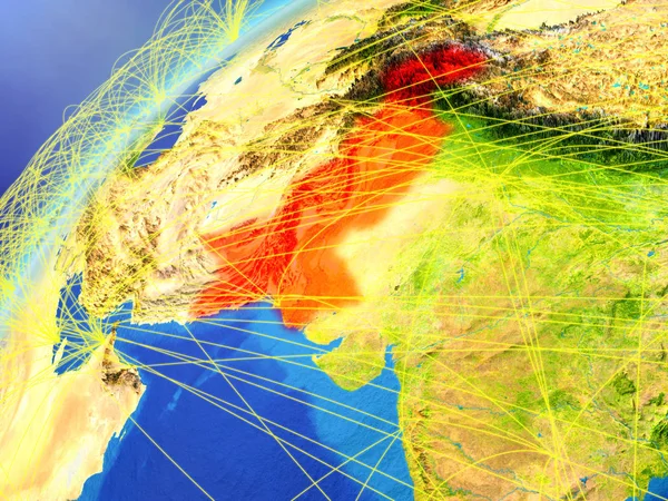 Pakistan Sul Modello Del Pianeta Terra Con Reti Internazionali Concetto — Foto Stock