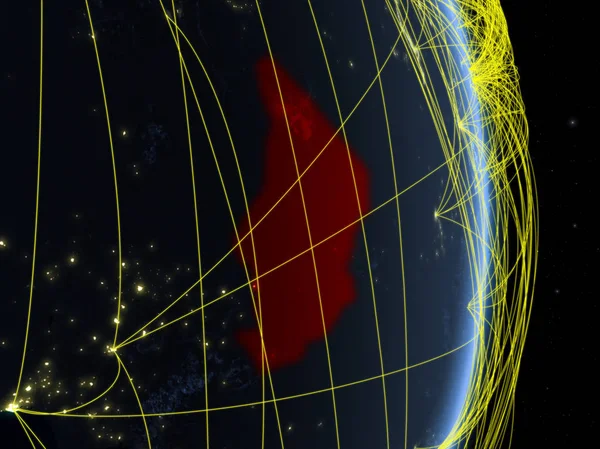 Tchad Nuit Sur Planète Terre Avec Réseau Concept Connectivité Voyage — Photo