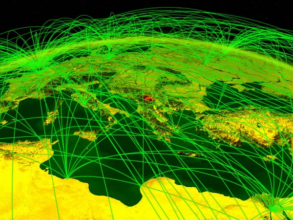 国際的なネットワーク通信 旅行および接続を表すデジタル地球上コソボ イラスト Nasa から提供されたこのイメージの要素 — ストック写真