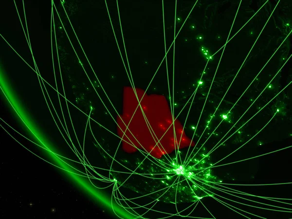 緑の地球ネットワークと宇宙からのボツワナ 国際コミュニケーション 旅行のコンセプトです イラスト Nasa から提供されたこのイメージの要素 — ストック写真