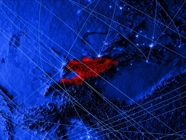 Kirgizisztán Hálózatok Kék Digitális Térképen Nemzetközi Utazás Kommunikáció Technológia Fogalmát — Stock Fotó