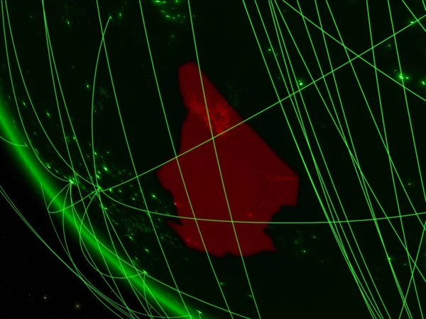 Ciad Sul Pianeta Verde Terra Dallo Spazio Con Rete Concetto — Foto Stock