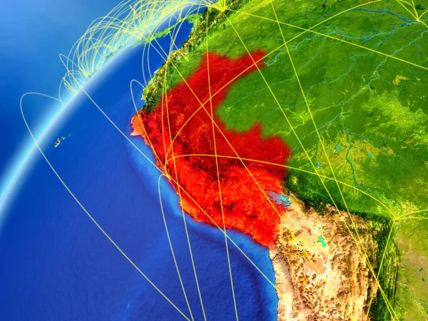 Перу Модели Планеты Земля Международными Сетями Концепция Цифровой Связи Технологий — стоковое фото