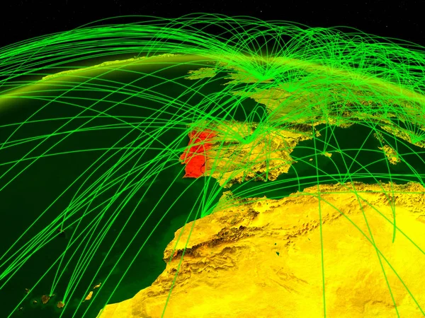 Portugália Digitális Föld Nemzetközi Hálózat Kommunikációs Utazási Kapcsolatok Illusztráció Kép — Stock Fotó