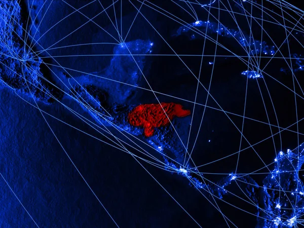 Honduras Blå Digital Karta Med Nätverk Begreppet Internationella Resor Kommunikation — Stockfoto