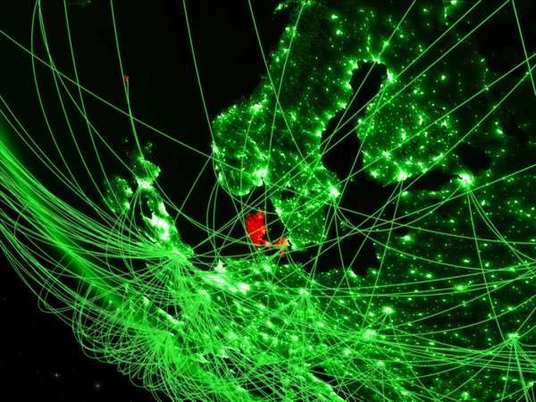 緑の地球ネットワークと宇宙からのデンマーク 国際コミュニケーション 旅行のコンセプトです イラスト Nasa から提供されたこのイメージの要素 — ストック写真