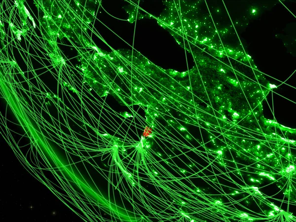 緑の地球ネットワークと宇宙からのレバノン 国際コミュニケーション 旅行のコンセプトです イラスト Nasa から提供されたこのイメージの要素 — ストック写真