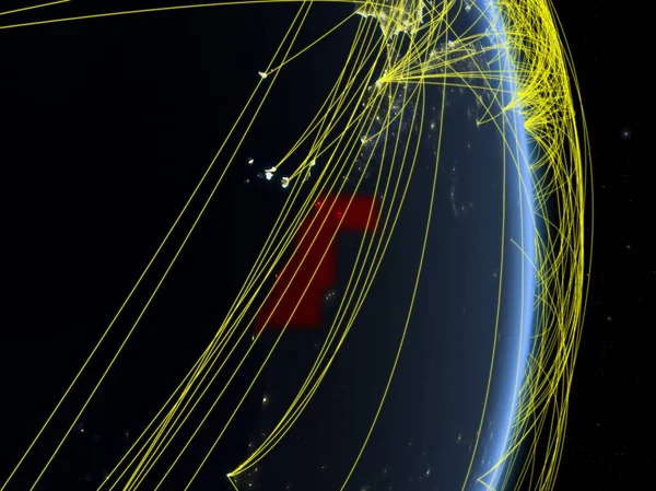Saara Ocidental Noite Planeta Terra Com Rede Conceito Conectividade Viagens — Fotografia de Stock
