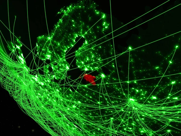 緑の地球ネットワークと宇宙からのエストニア 国際コミュニケーション 旅行のコンセプトです イラスト Nasa から提供されたこのイメージの要素 — ストック写真