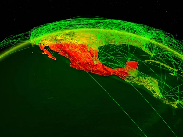 Mexique Sur Planète Numérique Terre Avec Réseau International Représentant Communication — Photo