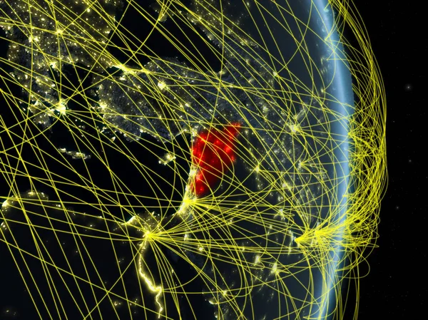 Siria Noche Planeta Tierra Con Red Concepto Conectividad Viajes Comunicación —  Fotos de Stock