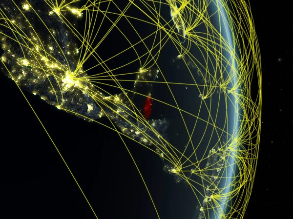 Belice Noche Planeta Tierra Con Red Concepto Conectividad Viajes Comunicación — Foto de Stock