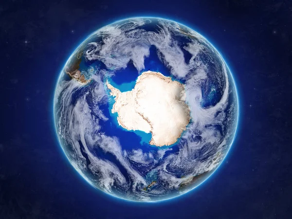 国境と詳細な惑星の表面と雲と地球の現実的なモデル上の領域から南極 イラスト Nasa から提供されたこのイメージの要素 — ストック写真