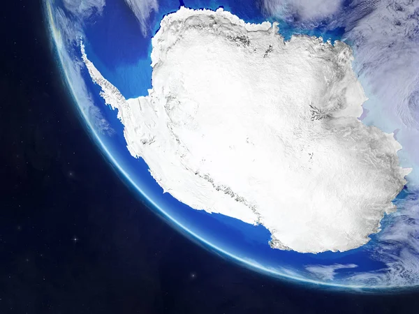 宇宙から地球上の南極 惑星の表面と雲の非常に細かい イラスト Nasa から提供されたこのイメージの要素 — ストック写真