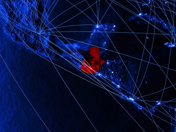 ネットワークと青いデジタル地図グアテマラ 海外旅行 コミュニケーション 技術の概念 イラスト Nasa から提供されたこのイメージの要素 — ストック写真