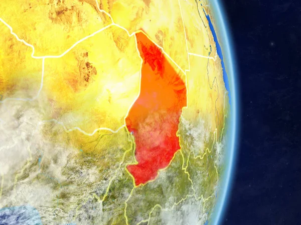Tchad Planeten Jorden Med Landsgränser Extremt Detaljerad Planeten Ytan Och — Stockfoto