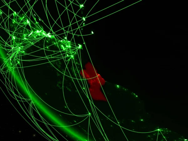 Guiana Planeta Verde Terra Partir Espaço Com Rede Conceito Comunicação — Fotografia de Stock