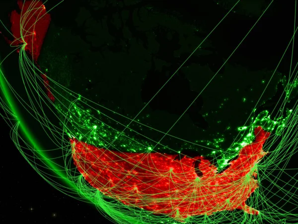 Usa Gröna Planeten Jorden Från Rymden Med Nätverket Begreppet Internationell — Stockfoto