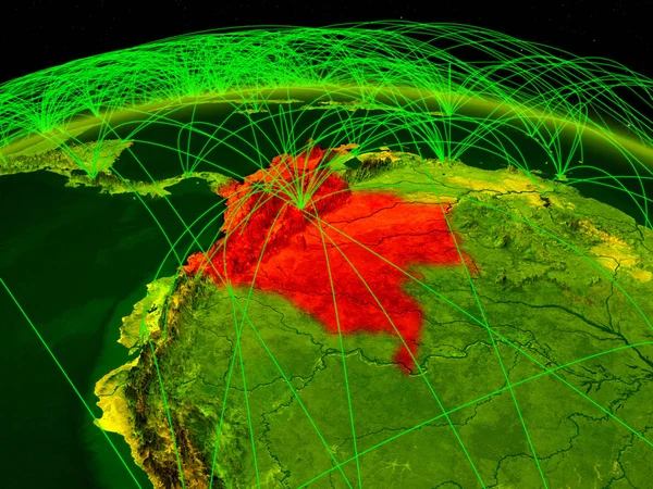 Colombia Sul Pianeta Digitale Terra Con Una Rete Internazionale Che — Foto Stock