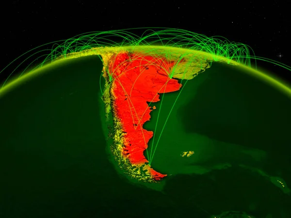 Argentine Sur Planète Numérique Terre Avec Réseau International Représentant Communication — Photo