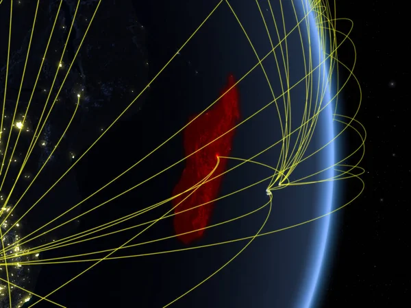 Μαδαγασκάρη Βράδυ Στον Πλανήτη Πλανήτη Δίκτυο Έννοια Της Συνδεσιμότητας Ταξίδια — Φωτογραφία Αρχείου