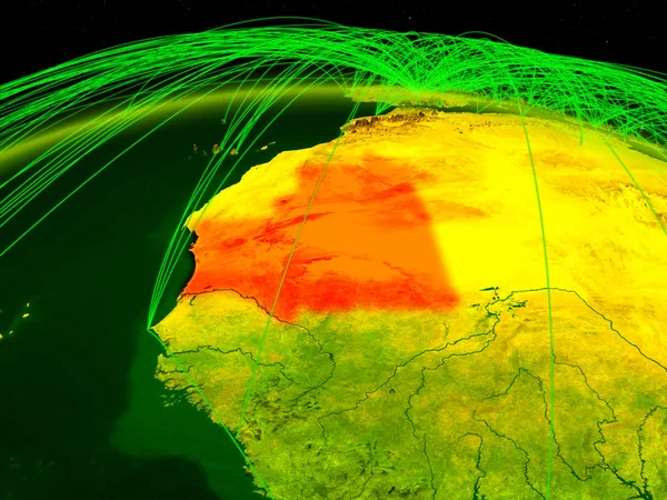 Mauritania Planeta Digital Tierra Con Una Red Internacional Que Representa —  Fotos de Stock