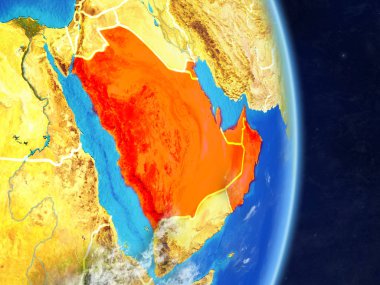 Ccasg ülke ülke sınırları ile gezegen Planet Earth. Son derece ayrıntılı gezegenin yüzeyi ve bulutlar. 3D çizim. Nasa tarafından döşenmiş bu görüntü unsurları.