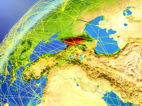 Grúzia Modell Föld Bolygó Nemzetközi Hálózatokkal Digitális Kommunikáció Technológia Fogalma — Stock Fotó