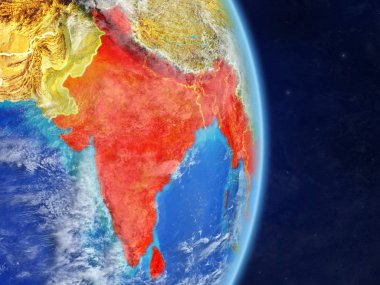 Bimstec üye devletler gezegen Planet Earth ülke sınırları ile. Son derece ayrıntılı gezegenin yüzeyi ve bulutlar. 3D çizim. Nasa tarafından döşenmiş bu görüntü unsurları.
