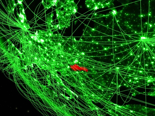 緑の地球ネットワークと宇宙からのスロバキア 国際コミュニケーション 旅行のコンセプトです イラスト Nasa から提供されたこのイメージの要素 — ストック写真