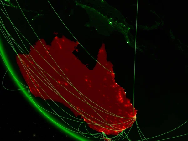 緑の地球ネットワークと宇宙からのオーストラリア 国際コミュニケーション 旅行のコンセプトです イラスト Nasa から提供されたこのイメージの要素 — ストック写真