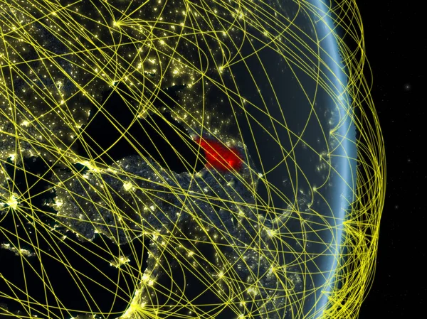 Georgia Noche Planeta Tierra Con Red Concepto Conectividad Viajes Comunicación — Foto de Stock
