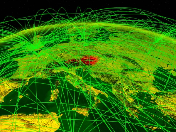 Ausztria Digitális Föld Nemzetközi Hálózat Kommunikációs Utazási Kapcsolatok Illusztráció Kép — Stock Fotó