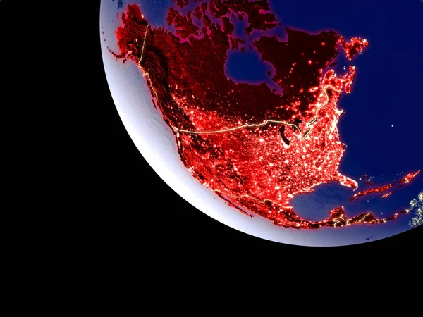 明るい街の明かりで夜に北アメリカのオービット ビュー 非常に詳細なプラスチック地球表面 イラスト Nasa から提供されたこのイメージの要素 — ストック写真