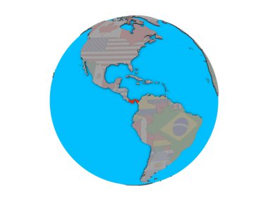 Panama ile katıştırılmış ulusal bayrak mavi siyasi 3d dünya üzerinde. 3d illüstrasyon izole beyaz arka plan üzerinde.