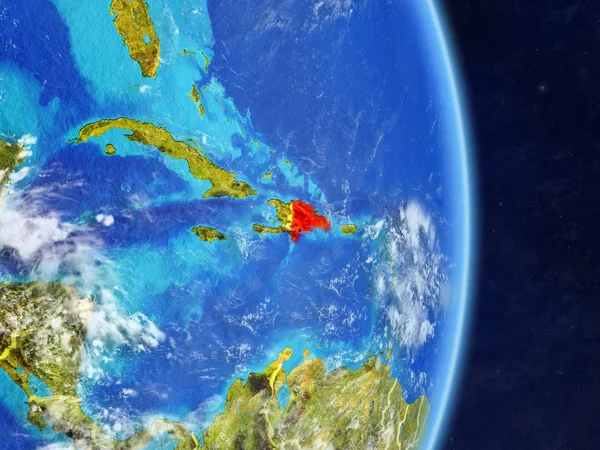 Dominikanische Republik Auf Dem Planeten Erde Mit Ländergrenzen Extrem Detaillierte — Stockfoto