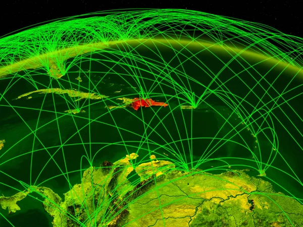 República Dominicana Planeta Digital Tierra Con Red Internacional Que Representa —  Fotos de Stock