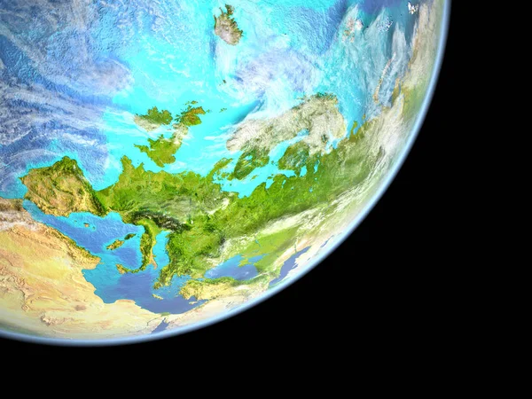 Europe from space on planet Earth. 3D illustration. Elements of this image furnished by NASA.