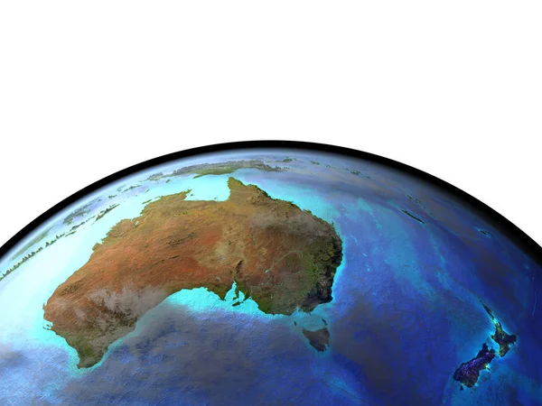 Ausztrália Űrből Rendkívül Magas Részlete Bolygó Felszíni Látható Város Fényei — Stock Fotó