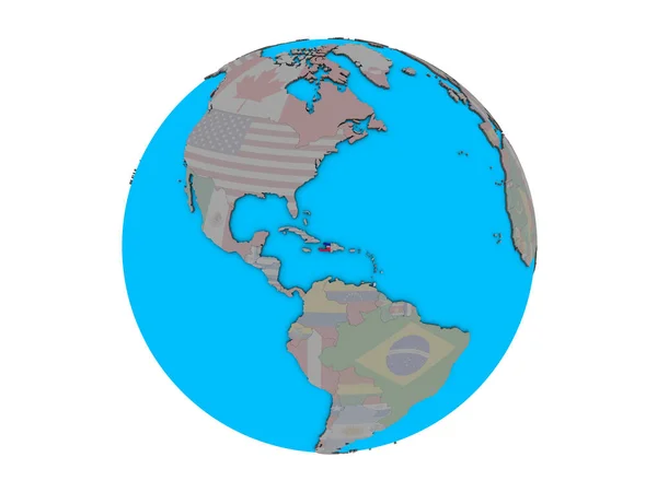 Haiti Embedded National Flag Blue Political Globe Illustration Isolated White — Stock Photo, Image
