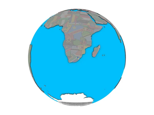 Лесото Вбудованих Національний Прапор Синій Політичних Моделі Землі Ілюстрація Ізольовані — стокове фото